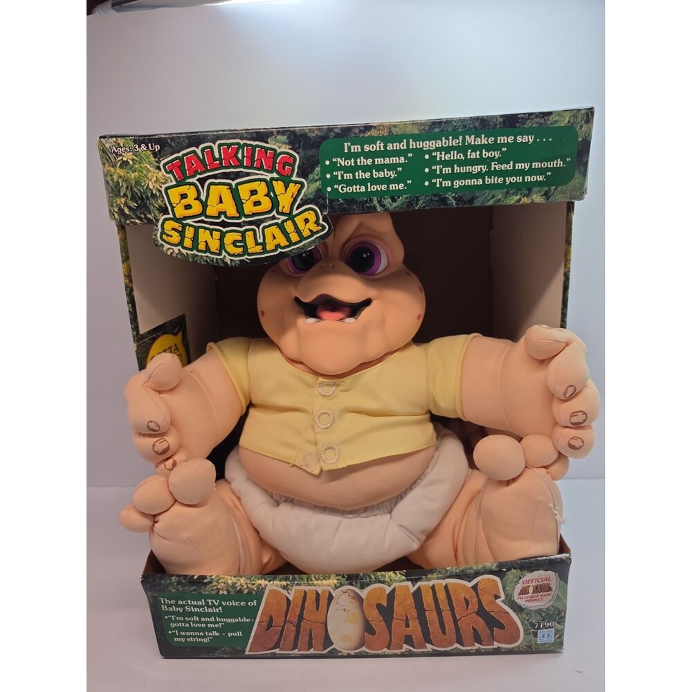 Hasbro Dinosaurs Talking Baby Sinclair Plush Doll 1991 Pull String OG Tested